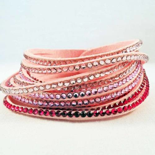 Support bracelet 6 rangs à cristal strass brillant effet swarovski rose et rouge support en feutrine 