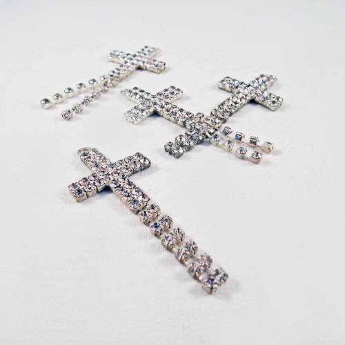 Bp97s - jolie breloque pendentif à franges movibles en forme de croix tout en cristal strass argenté brillant 