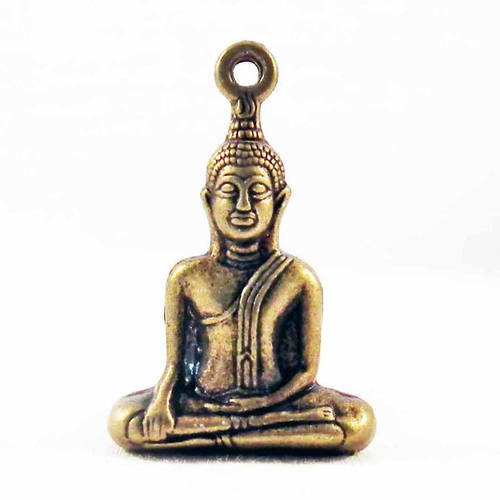 Bp11b - solide breloque 3d pendentif charm buddha méditation yoga zen bronze antique 