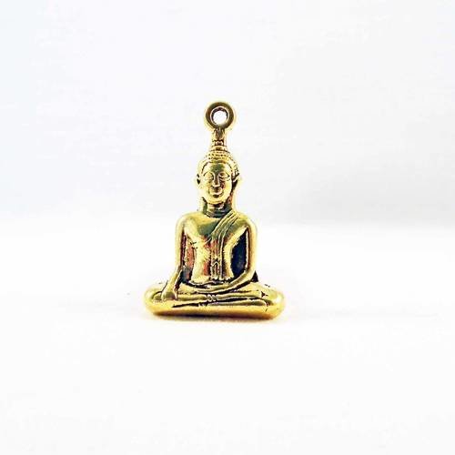 Bp11d - solide breloque 3d pendentif charm buddha méditation yoga zen doré antique 