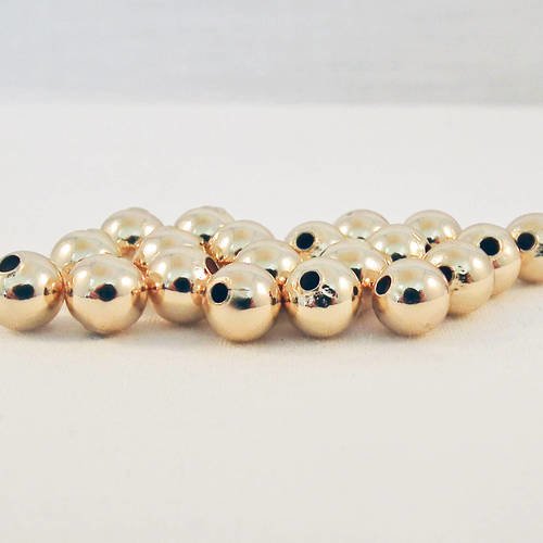 Lot de 12 perles intercalaires de 6mm de diamètre spacer ronde lisse, doré champagne antique brillant 