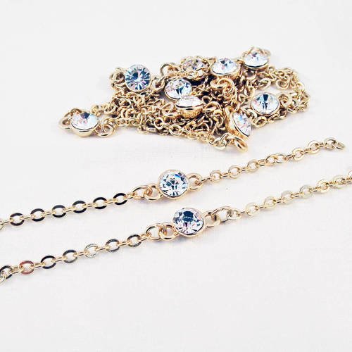 Lot de 2 chaînettes d'extension connecteur plaqué doré champagne avec cristal strass 