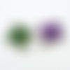 Itl17 - lot de 2 breloques pendentifs connecteurs fleur monogramme griffe luxe mauve prune vert olive mat trèfle 