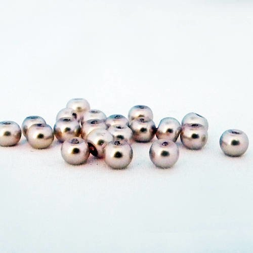 Pro12 - lot de 20 grosses perles de rocaille de 4mm en verre à reflets de couleur taupe cendré 