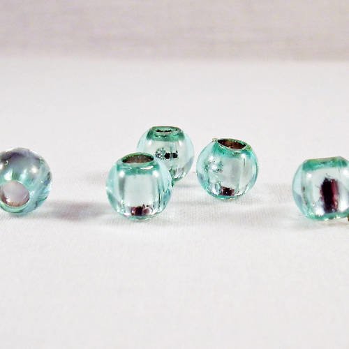 Int69 - lot de 5 perles spacer intercalaires de couleur vert pâle aqua transparent en acrylique 