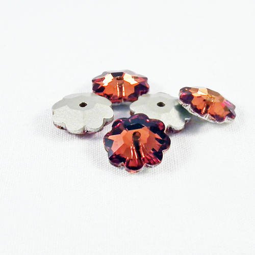 Int62 - lot de 5 perles en verre en forme de fleurs orange marron vintage bicolore intercalaire spacer 