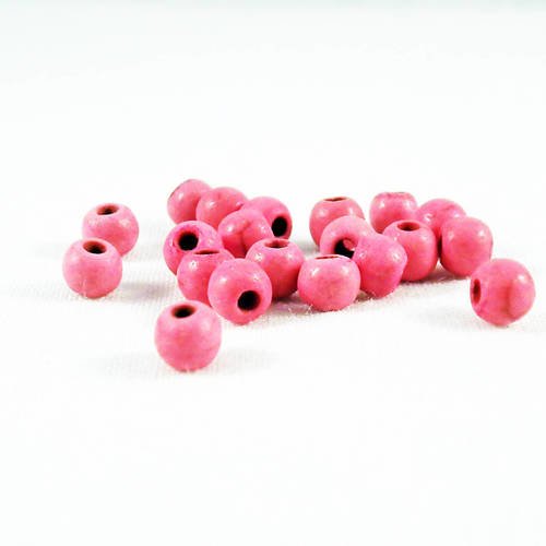 Phw27r - lot de 10 perles howlite rondes de 4mm de couleur rose motifs légères fissures marques naturelles 