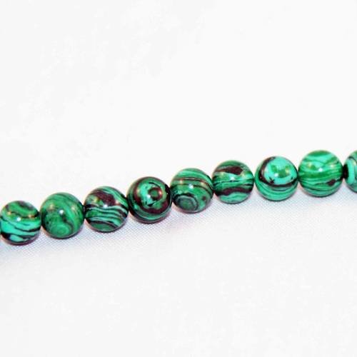 Pdl76 - lot de 10 perles de 8mm en malachite vert à motifs naturels rayures 
