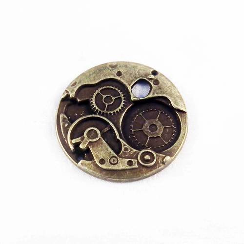 Bcn33h - grande breloque pendentif cercle anneaux médaille médaillon mécanisme moderne horloge montre vintage 