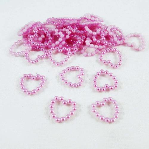 Ici36 - lot de 5 demi-perles en forme de coeur mauve lilas pâle en acrylique à coller scrapbook iphone 