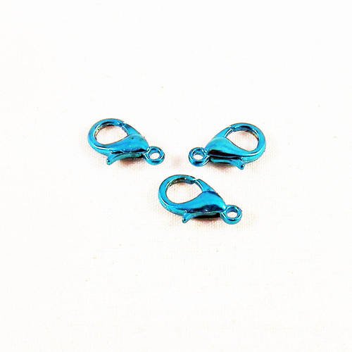 Lot de 3 fermoirs à mousqueton de 12mm de couleur bleu océan électrique 