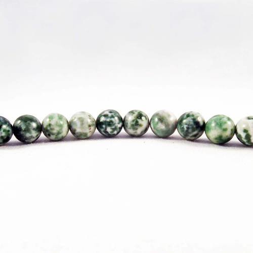 Pdl88 - lot de 10 perles jasper motif moucheté vert et blanc de 8mm de diamètre 