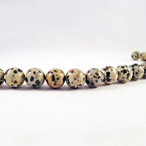 Pdl19 - lot de 10 perles naturelles jasper à pois dalmatien de 10mm de diamètre 