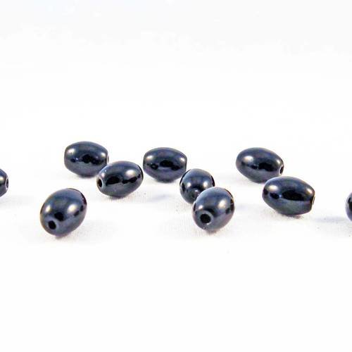 Psm30 - lot de 5 perles magique miracle ovales de couleur noir de 8mm x 5mm 