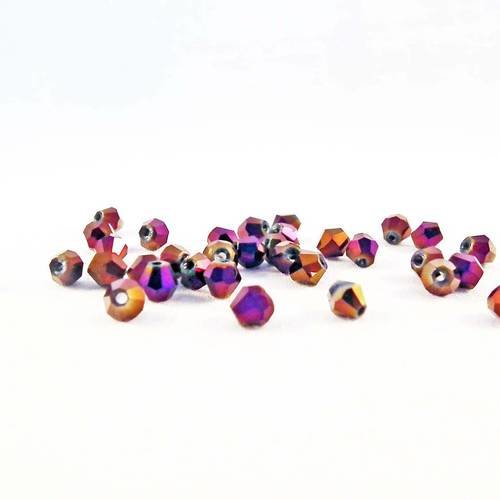 Psm05m- lot de 10 perles à facettes en verre cristal bicône de 4mm mauve prune métallique à reflets 