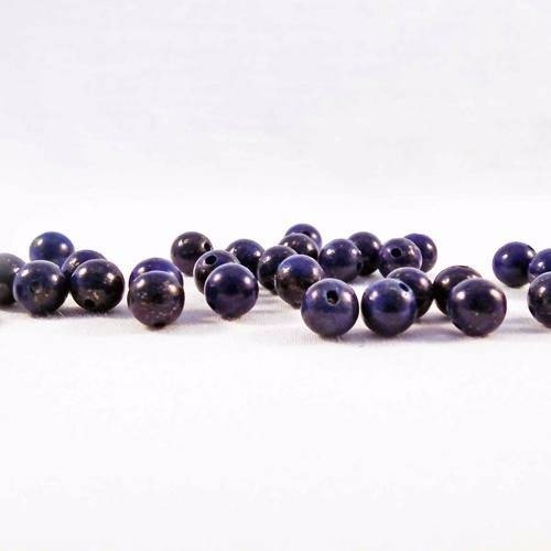 Pdl130g - lot de 10 perles fines lapis lazuli égyptien ronde de 8mm de couleur bleu 