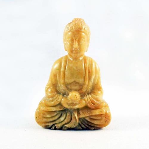 Nouveauté! rare pendentif buddha en jade teinte jaune asiatique méditation yoga breloque ethnique 
