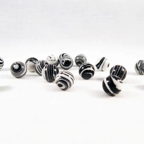 Pfm14g - lot de 5 perles agate à rayures noir et blanche zébré géométrie abacus 