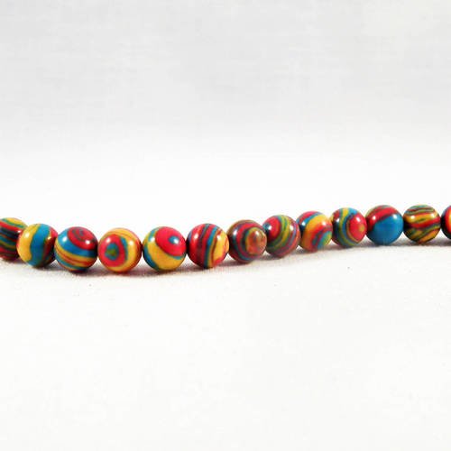 Pfm10p - lot de 5 perles pierre abacus de turquie à rayures bleu jaune rouge zébré motif géométrie 