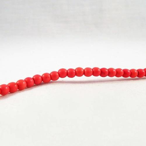 Phw27z - 10 perles howlite rondes de 4mm de couleur rouge 