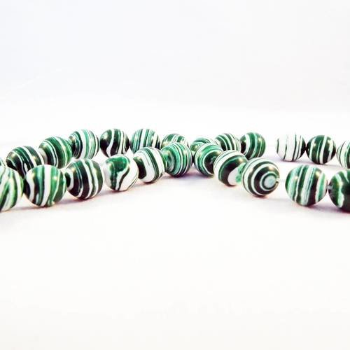 Pfm04p - lot de 10 perles pierre agate à rayures vert blanc zébré géométrie abacus 