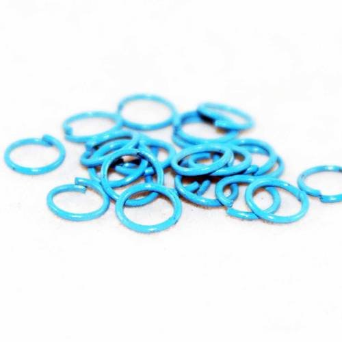Fc42p - lot de 20 anneaux de jonction ouvert de couleur bleu ciel de 5mm de diamètre 