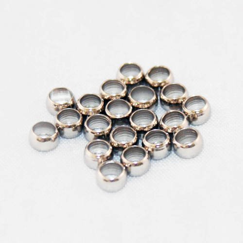 Cpe09a - lot de 20 perles à écraser de couleur argenté de 3mm en métal 