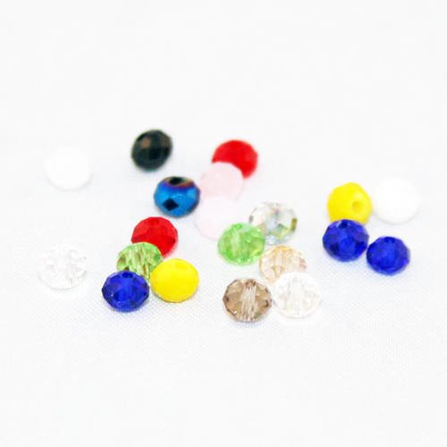 Psw34 - 20 perles précieuses rondes de 4mm en verre cristal à facettes de couleurs mixtes transparentes et opaques