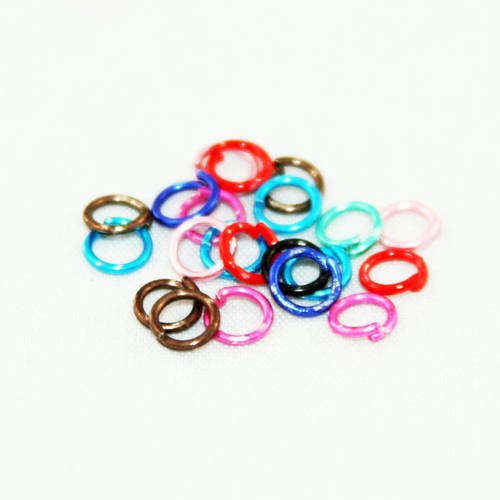 Fc49 - 20 anneaux de jonction ouvert de couleurs mixtes de 5mm de diamètre 