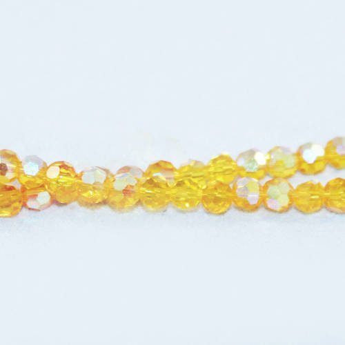 Psw38 - 10 perles précieuses 4x3mm en verre cristal de couleur jaune fumé transparent vintage rondelles à facettes 
