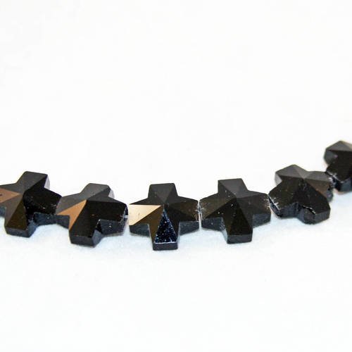 Int96 - lot de 5 perles connecteurs croix noir métallique à reflets électriques 