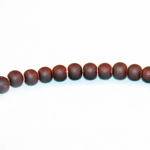 Pmc07 - 5 perles en verre teintes marron brun café finit mat doux effet caoutchouc rares vintage de 6mm 