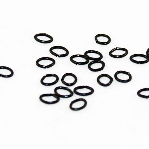 Fc14p - 20 anneaux de jonction ovales 5.5mm x 4mm ouvert de couleur noir 