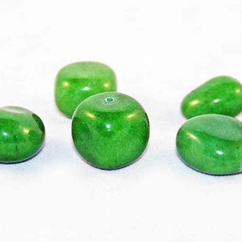 Pfm23 - lot de 3 perles en jade vert rectangulaire et cubique arrondi de forme irrégulière rectangle 