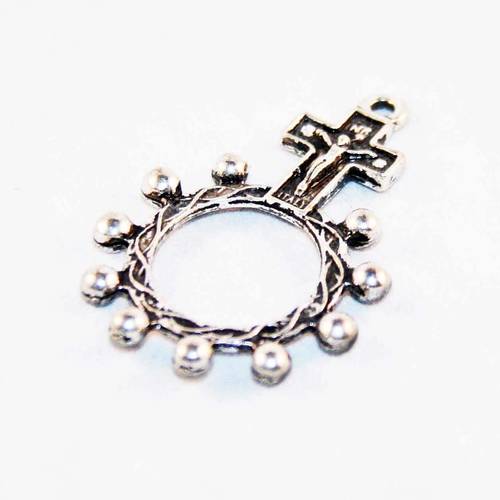 Pendentif Ancien En Argent 925 - Style Art Nouveau Religieux - Breloque Créateur Vintage