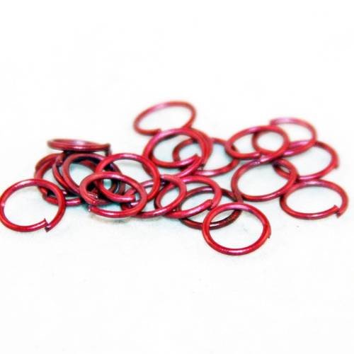 Mc09 - lot de 20 anneaux de jonction ouvert de couleur rose pourpre bordeaux bourgogne de 6mm de diamètre 