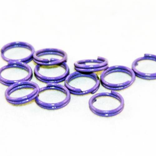 Fc35p - 10 anneaux de jonction ouvert doubles de couleur violet mauve de 6mm x 2.5mm 