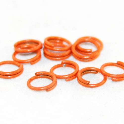 Fc35j - 10 anneaux de jonction ouvert doubles de couleur orange de 6mm x 2.5mm 