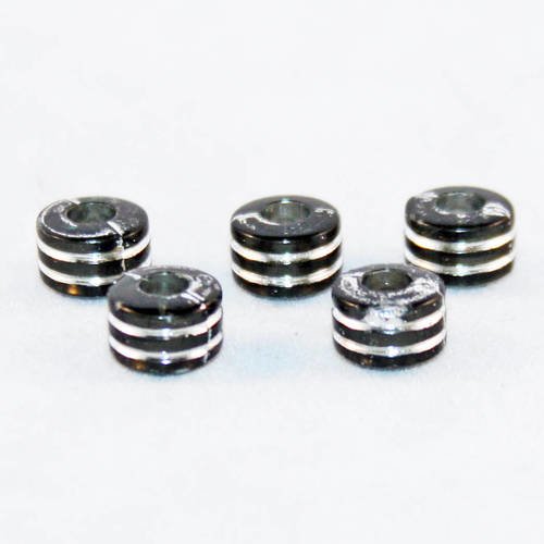 Int86 - lot de 5 perles à motifs rayures noir de 8mm x 6mm 