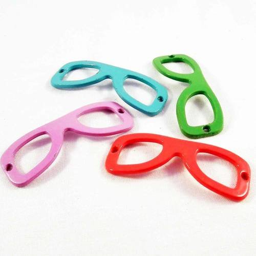 Lot de 4 connecteurs en émail en forme de lunettes lecture livre de couleur mixtes pop 
