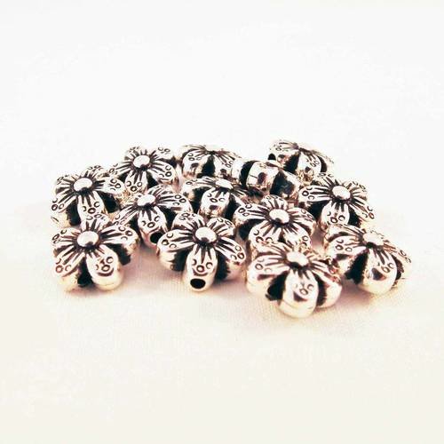 Int25 - lot de 10 perles intercalaires spacer motifs fleur en acrylique 