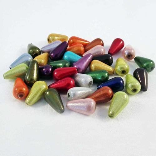 Pco50 - lot de 10 perles en forme de goutte de couleurs mixtes de 10mm x 6mm 