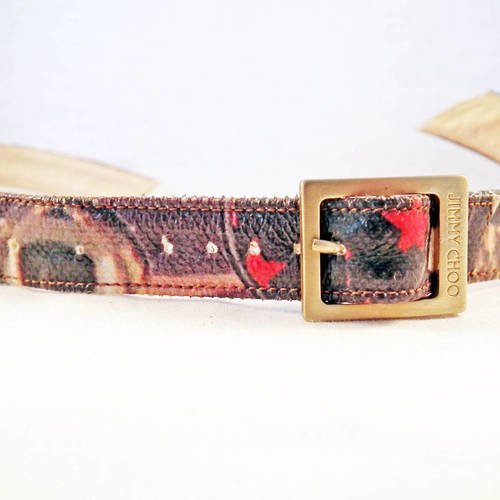 Boucle de ceinture originale jimmy choo avec languette en cuir à motifs 