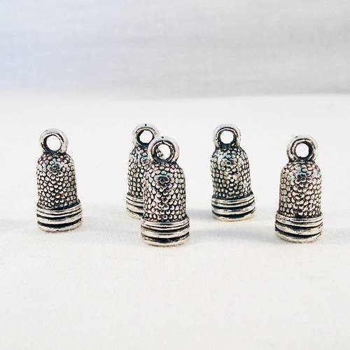 Emb19 - lot de 5 embouts à motifs 12mm x 6mm argenté coller coupelle tour cloche 