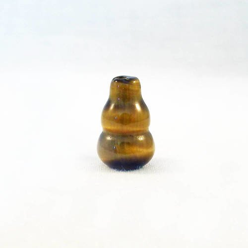 Pu59 - breloque pendentif en verre oeil de tigre teintes marron couleur bois forme vase 