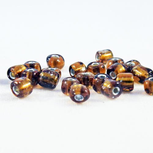 Pco76 - lot de 20 perles couleur marron foncé brun café transparent à reflets 