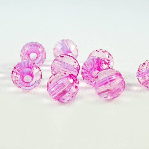 Pac10 - lot de 10 perles à facettes en acrylique de couleur rose lilas orchidée transparent 