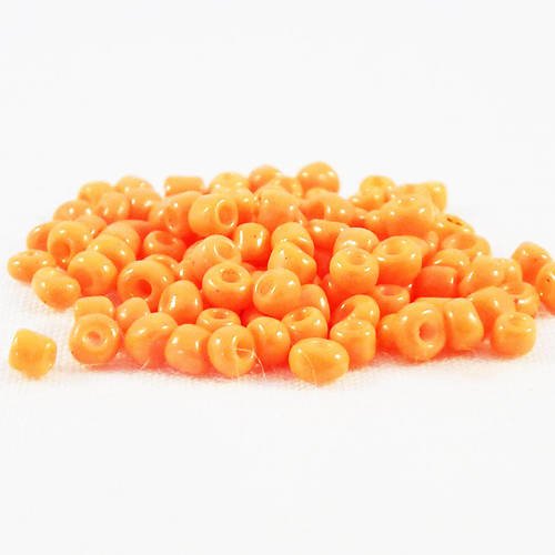 Isp43j - lot de 100 petites perles orange de rocaille en verre opaque spacer 