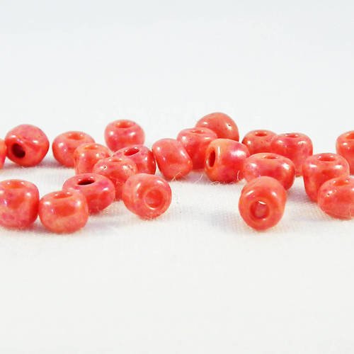 Pro10 - lot de 20 grosses perles de rocaille de 4mm en verre à reflets de couleur orange halloween 