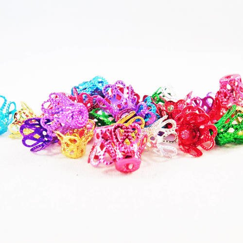 Lot de 100 coupelles calottes en aluminium de couleurs mixtes électrique de 9mm x 6mm 